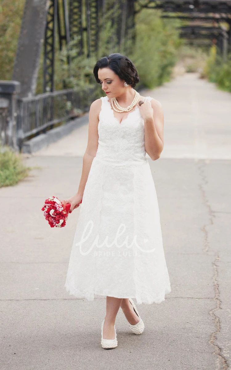 Tea-Length Lace Wedding Dress with Runaround Sue Style