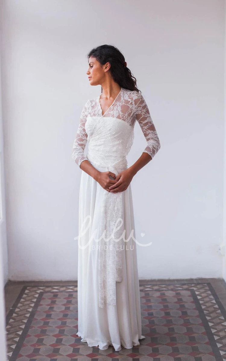 Bohemian Lace Floor-Length Dress with Draping Sleeves