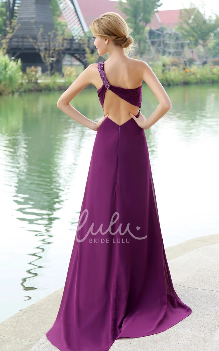 Floral One Shoulder Chiffon Maxi Formal Dress Ethereal Backless Dress