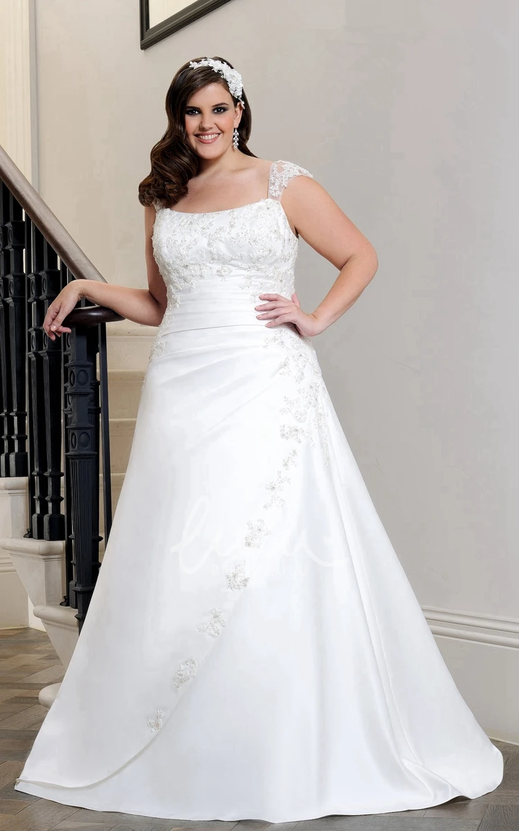 A-Line Lace Caped-Sleeve Wedding Dress with Corset Back