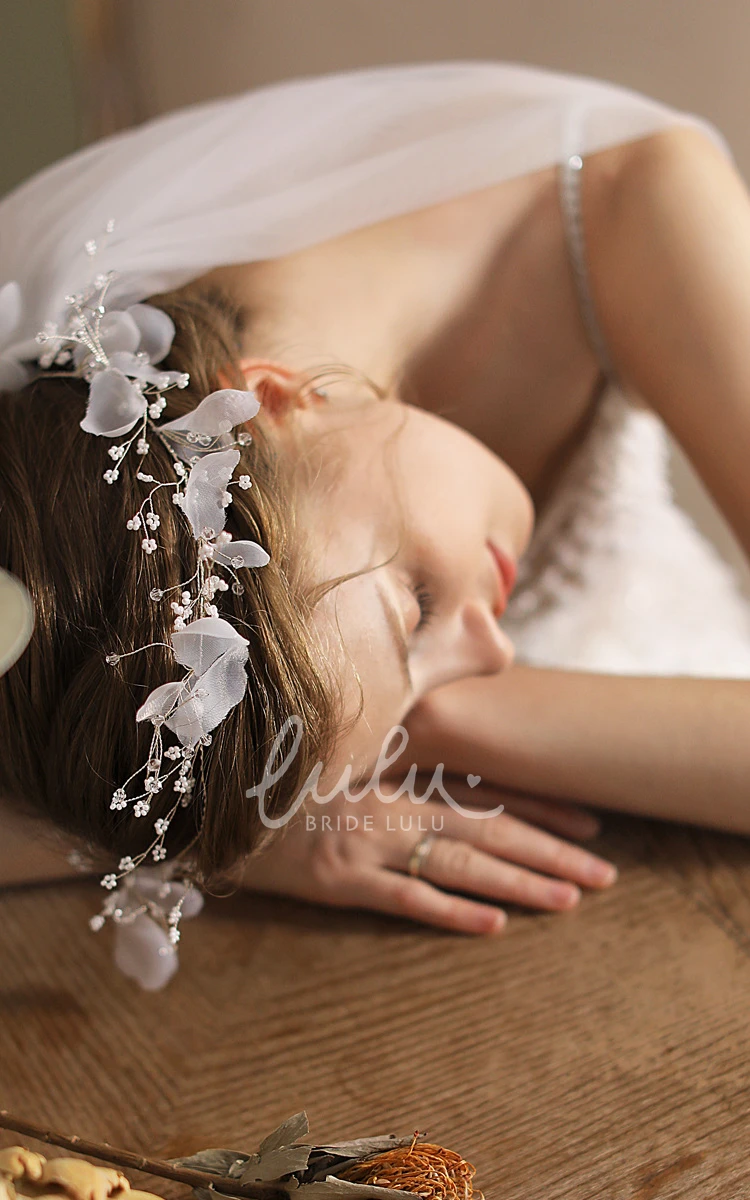 Soft Bridal Veil with Flower Headband