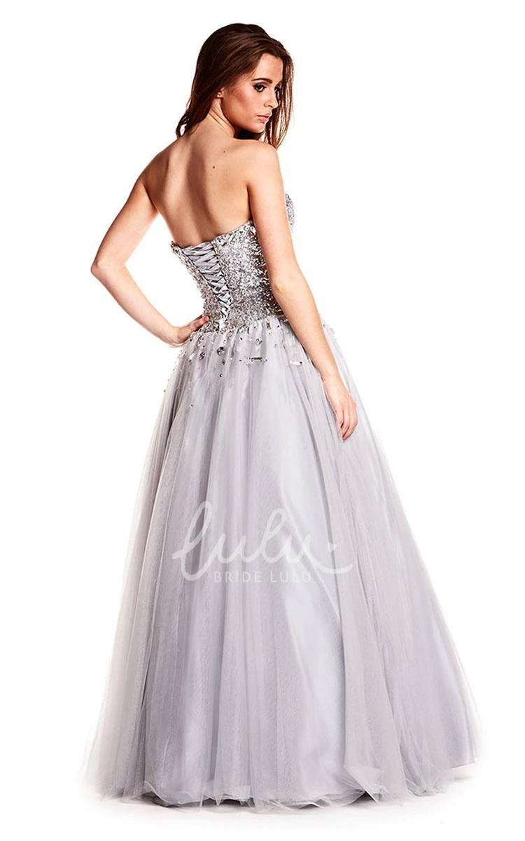 A-Line Sweetheart Beaded Prom Dress with Sequins & Tulle Floor-Length