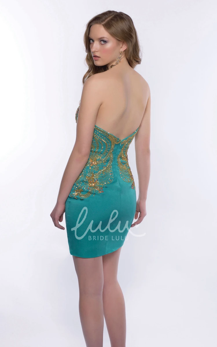 Sweetheart Metallic Satin Homecoming Dress Short Sheath Cut