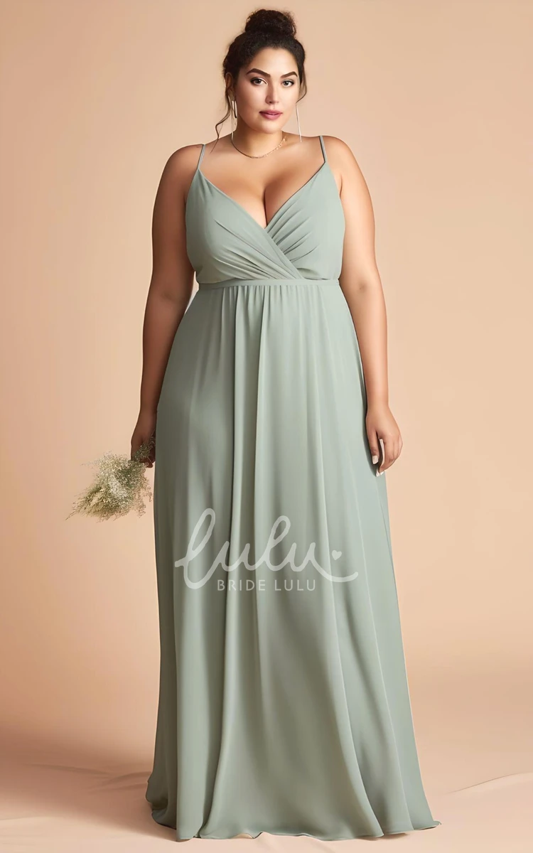 Plus Size Chiffon Bridesmaid Dress 2024 A-Line Floor-length