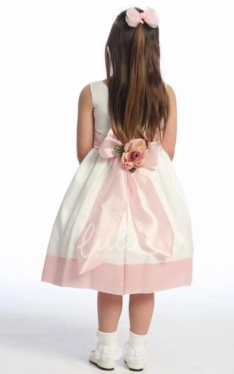 Floral Tea-Length Flower Girl Dress Unique Design