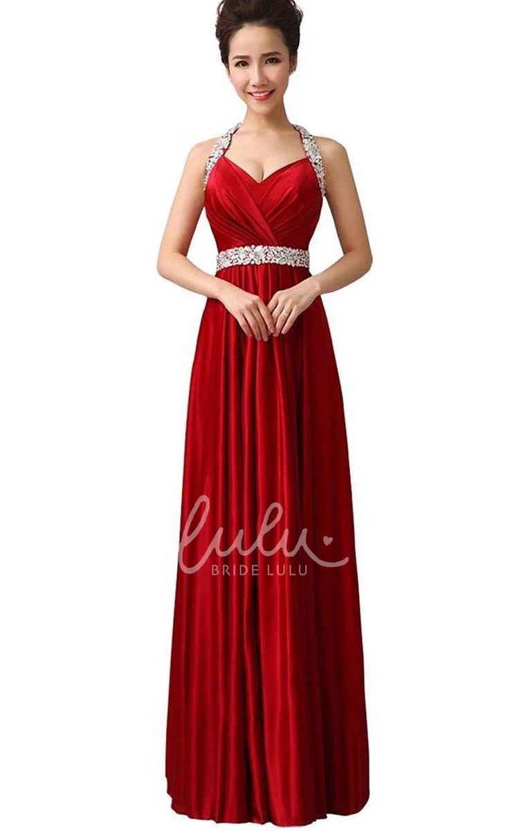Beaded Halter A-line Formal Dress with Unique Style
