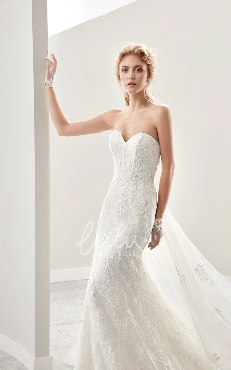 Lace Mermaid Bridal Gown with Detachable Tulle Train