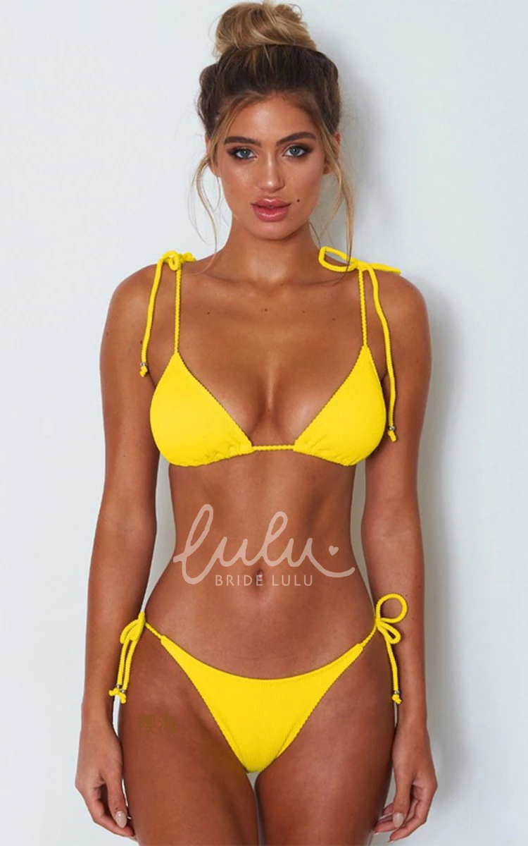 Spaghetti Tie Plain Bikini Set