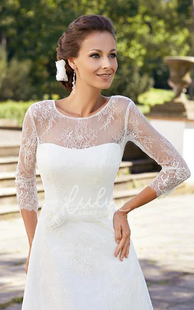 Beaded A-Line Short Scoop Bridesmaid Dress with Bell Sleeves
