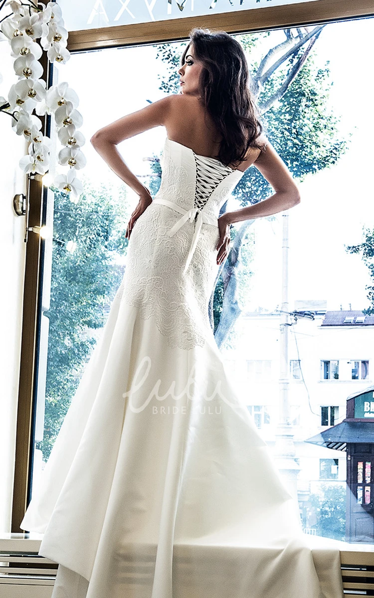 Sweetheart Appliqued Satin Floor-Length Wedding Dress Elegant Bridal Gown