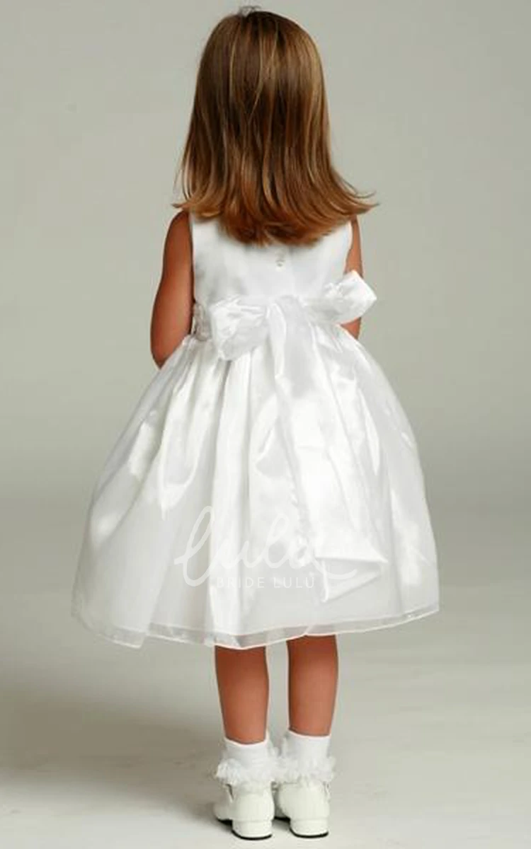 Organza Satin Floral Girl Dress with Flowers