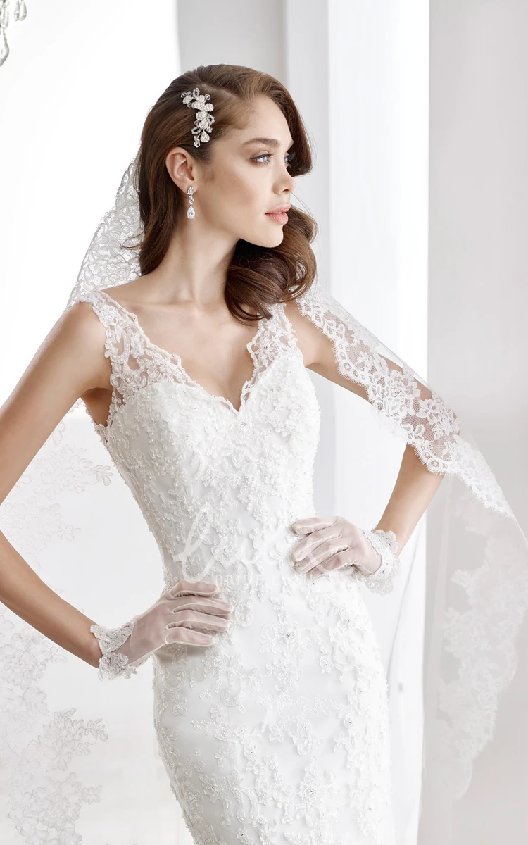 Lace Mermaid Wedding Dress with Sweetheart Neckline and Open Back