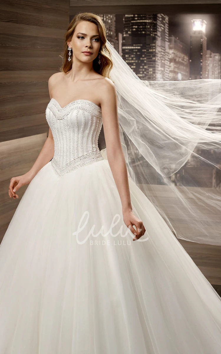 Beaded Puffy A-Line Wedding Dress with Sweetheart Back-Bow