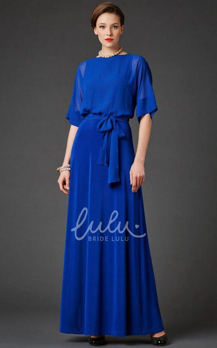 Chiffon Mother of the Bride Dress with Illusion Half Sleeves