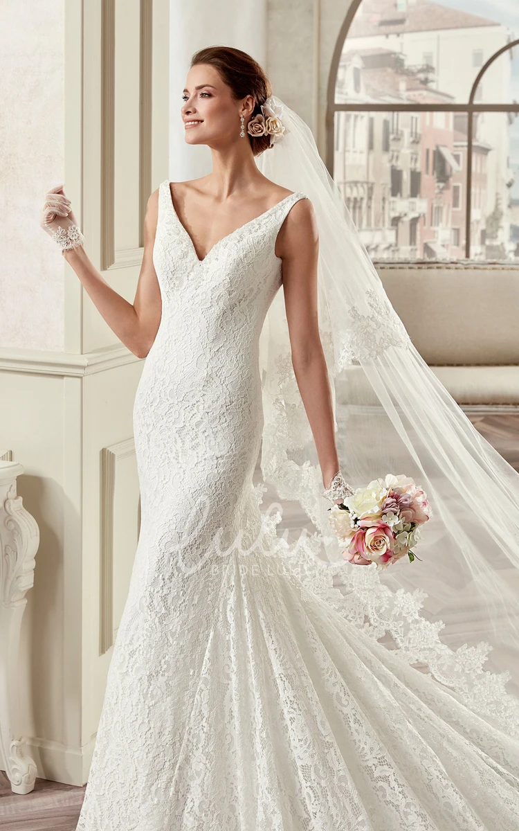 Sweetheart Lace Sheath Wedding Dress with Cap Sleeves and Open Back