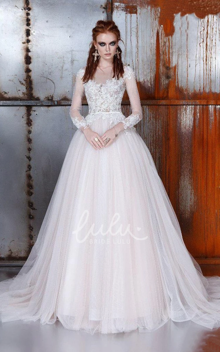 Bell Sleeve A-Line Ball Gown Wedding Dress