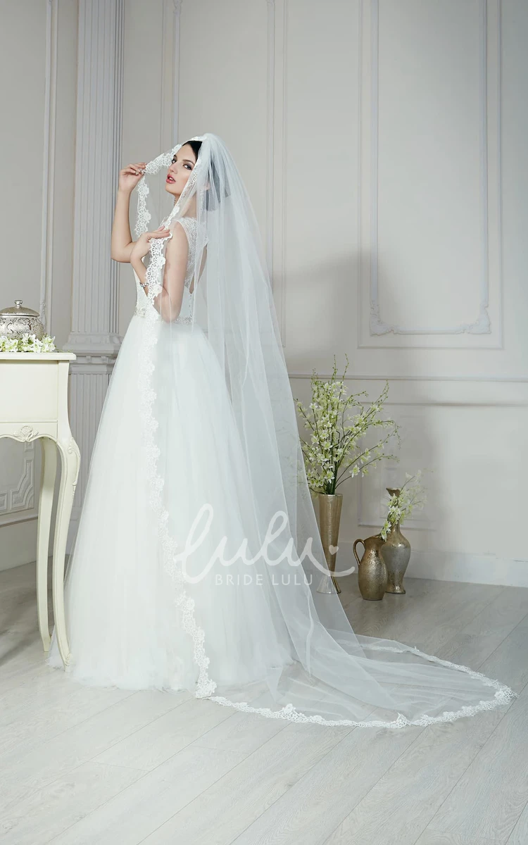 Beaded Tulle A-Line Wedding Dress with Keyhole Neckline