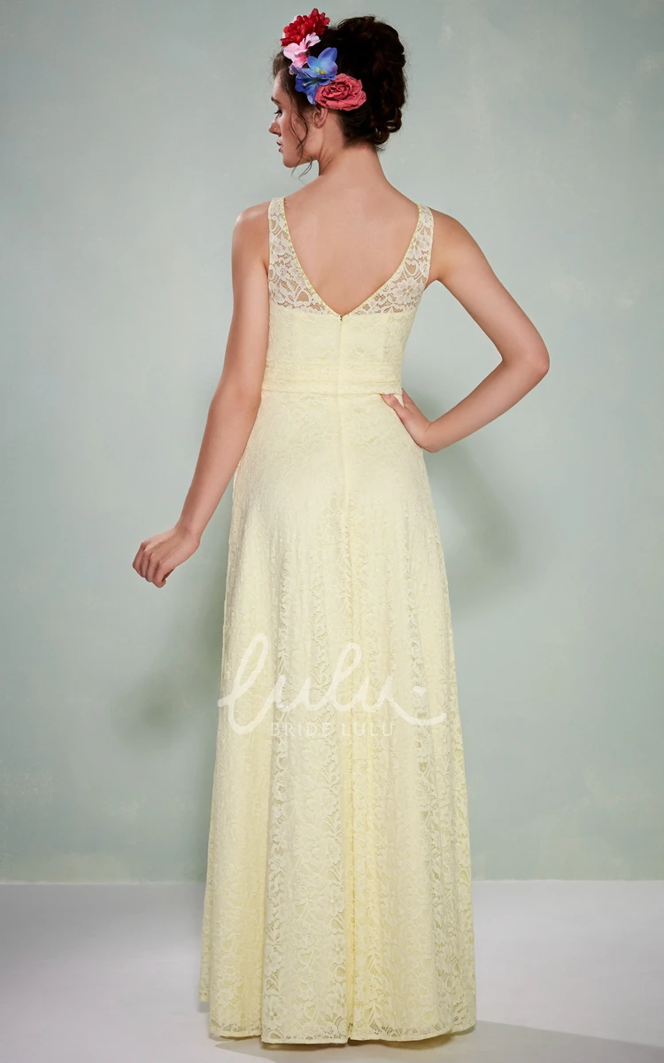 Lace Bridesmaid Dress with Low-V Back Flowy Bridesmaid Dress