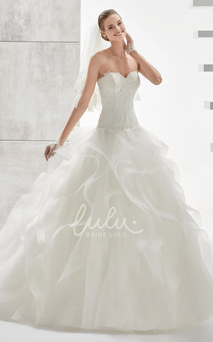 Lace Corset Cascading Ruffle A-line Wedding Dress