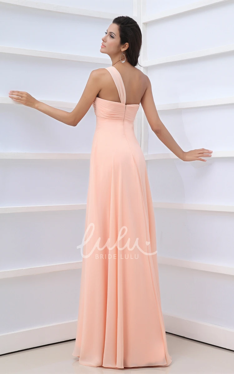 Floral Single Strap Chiffon Bridesmaid Dress Empire Criss-Cross Draping Gown