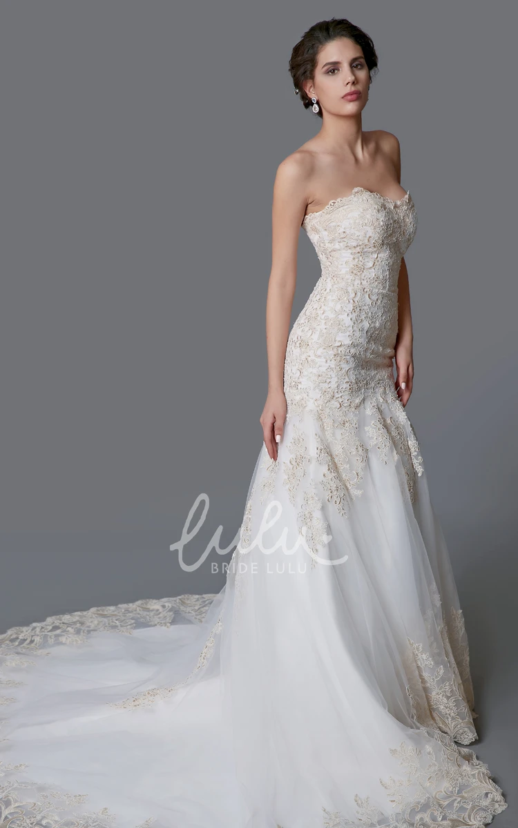 Lace Mermaid Wedding Dress with Appliques Sweetheart & Elegant