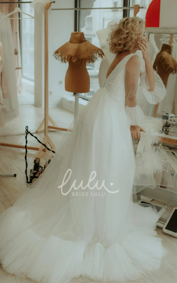 Bell A Line Wedding Dress with Ruching in Romantic Tulle