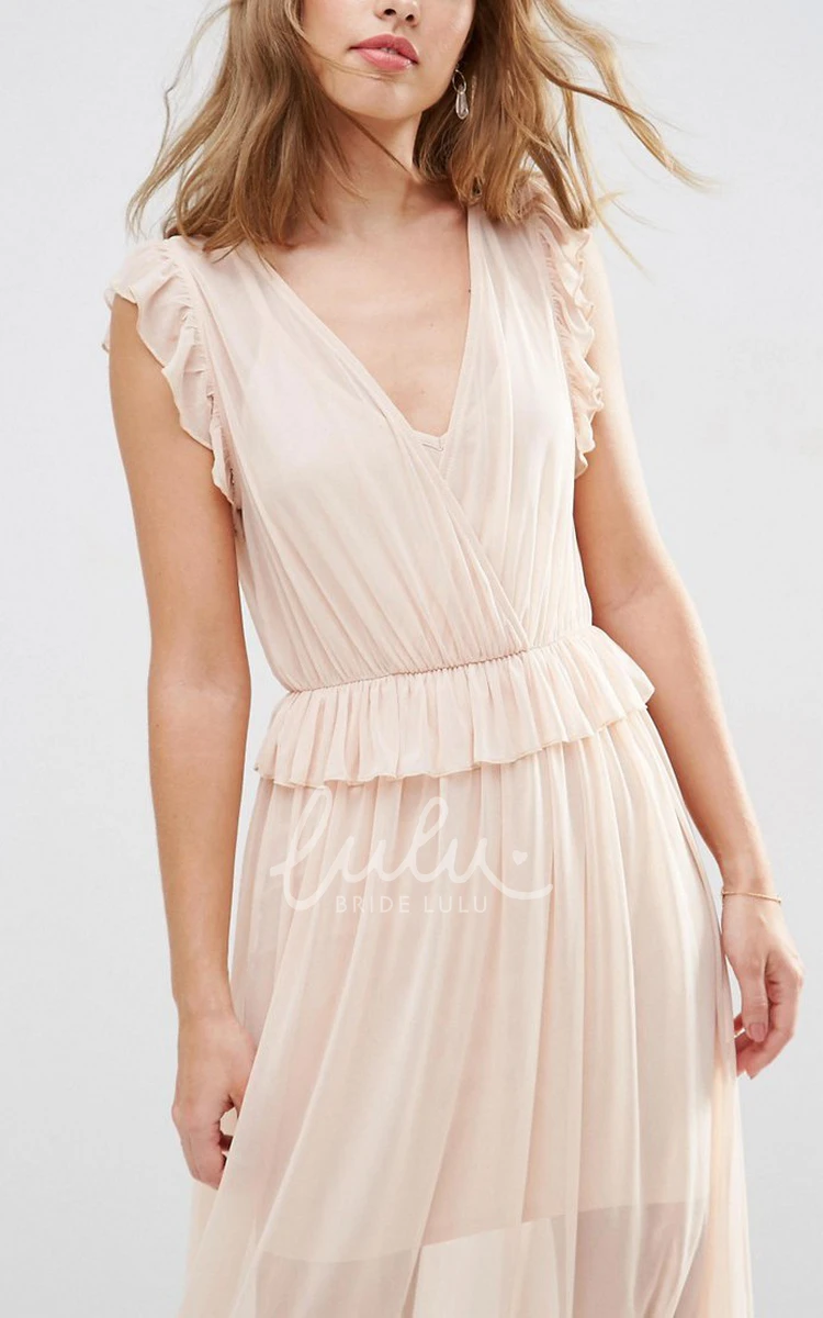 Sleeveless Sheath Chiffon Bridesmaid Dress with Ruching Modern Bridesmaid Dress