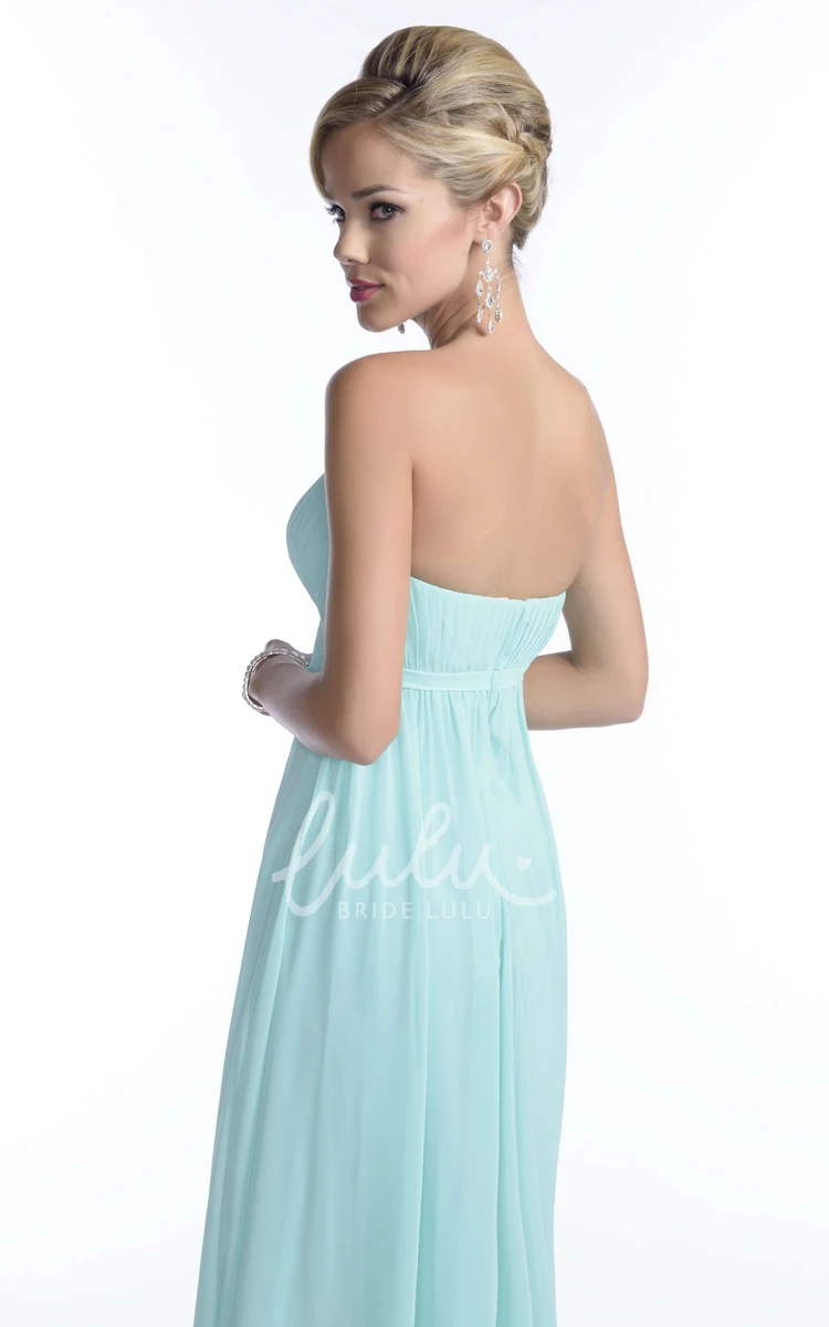Pleated Bust Empire Chiffon Bridesmaid Dress with Strapless A-Line Modern Bridesmaid Dress