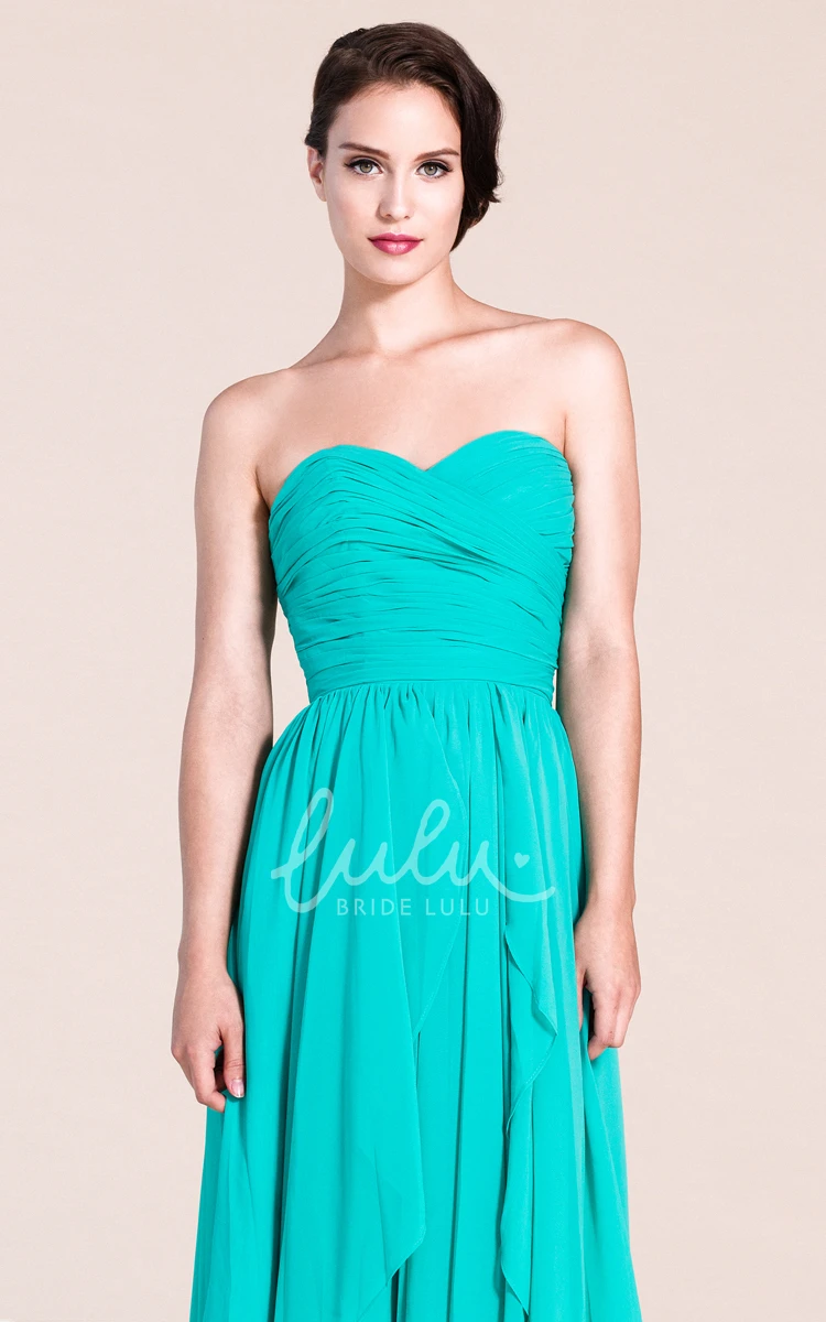 Long Chiffon Dress with Sweetheart Neckline and A-Line Silhouette