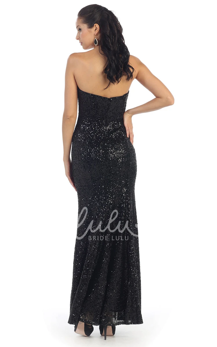 Sleeveless Sequin Bridesmaid Dress with Beading and Split Front