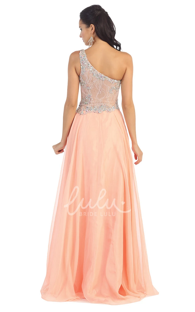 Elegant A-Line Chiffon Illusion Prom Dress with Beading and Draping