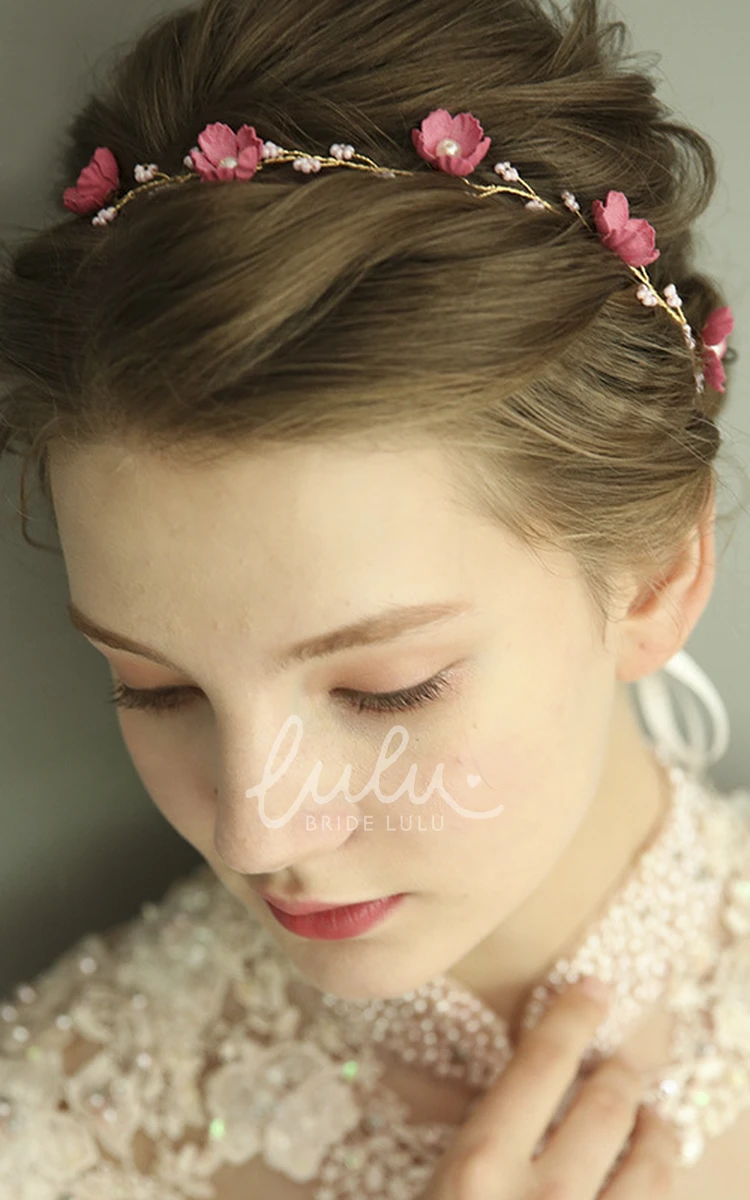 Korean Pearl Flower Gold Hair Comb for Bridesmaids