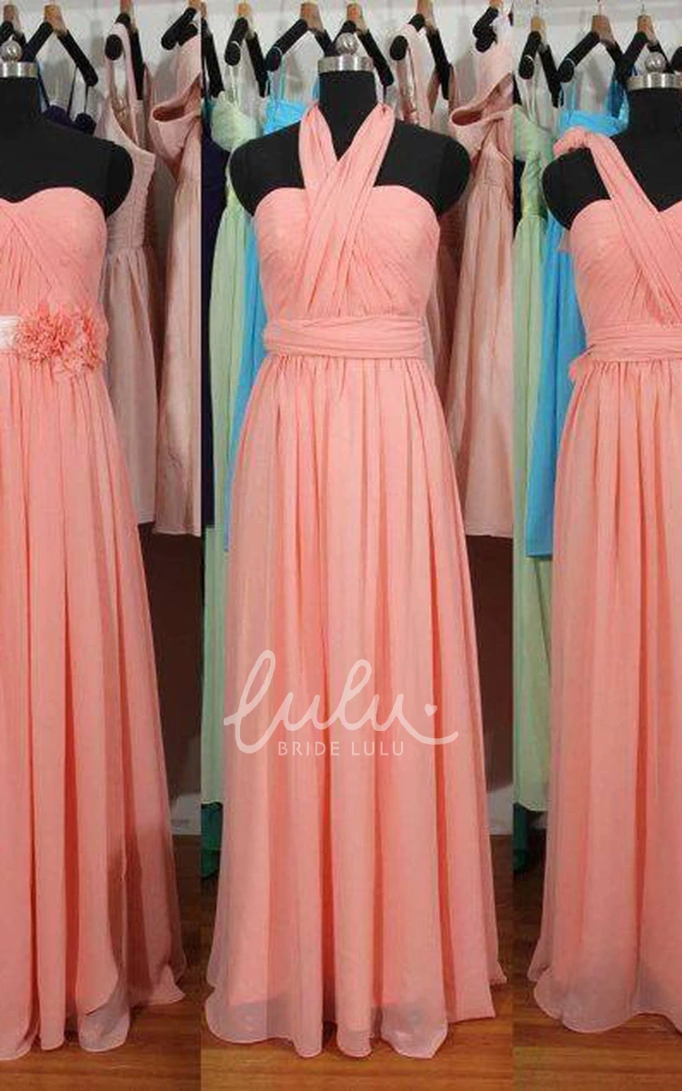 Convertible Chiffon Bridesmaid Gown with Ruffles Simple & Classy Evening Dress