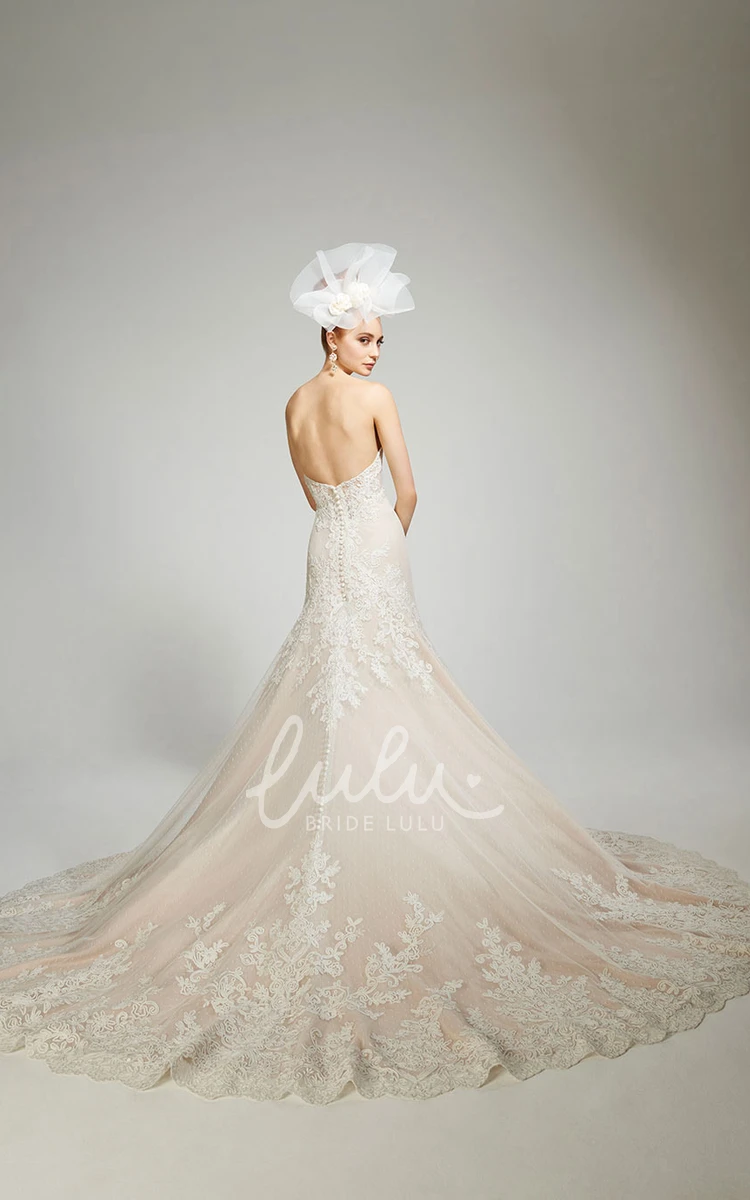Backless Mermaid Lace Wedding Dress with Sweetheart Neckline