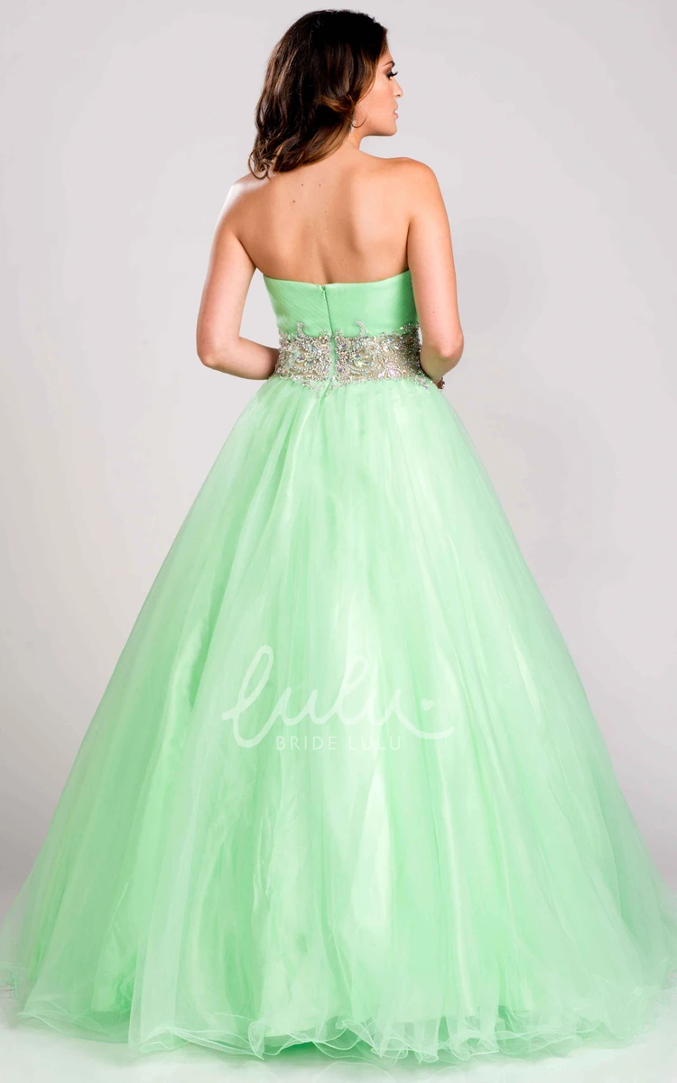 A-Line Tulle Sweetheart Prom Dress with Crystal Detailed Waist Modern Prom Dress for Women