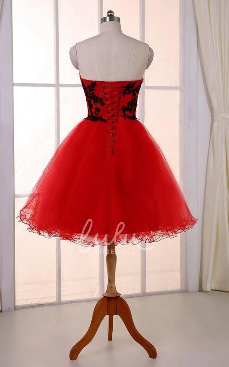 Knee-length Tulle Dress Sweetheart & Applique