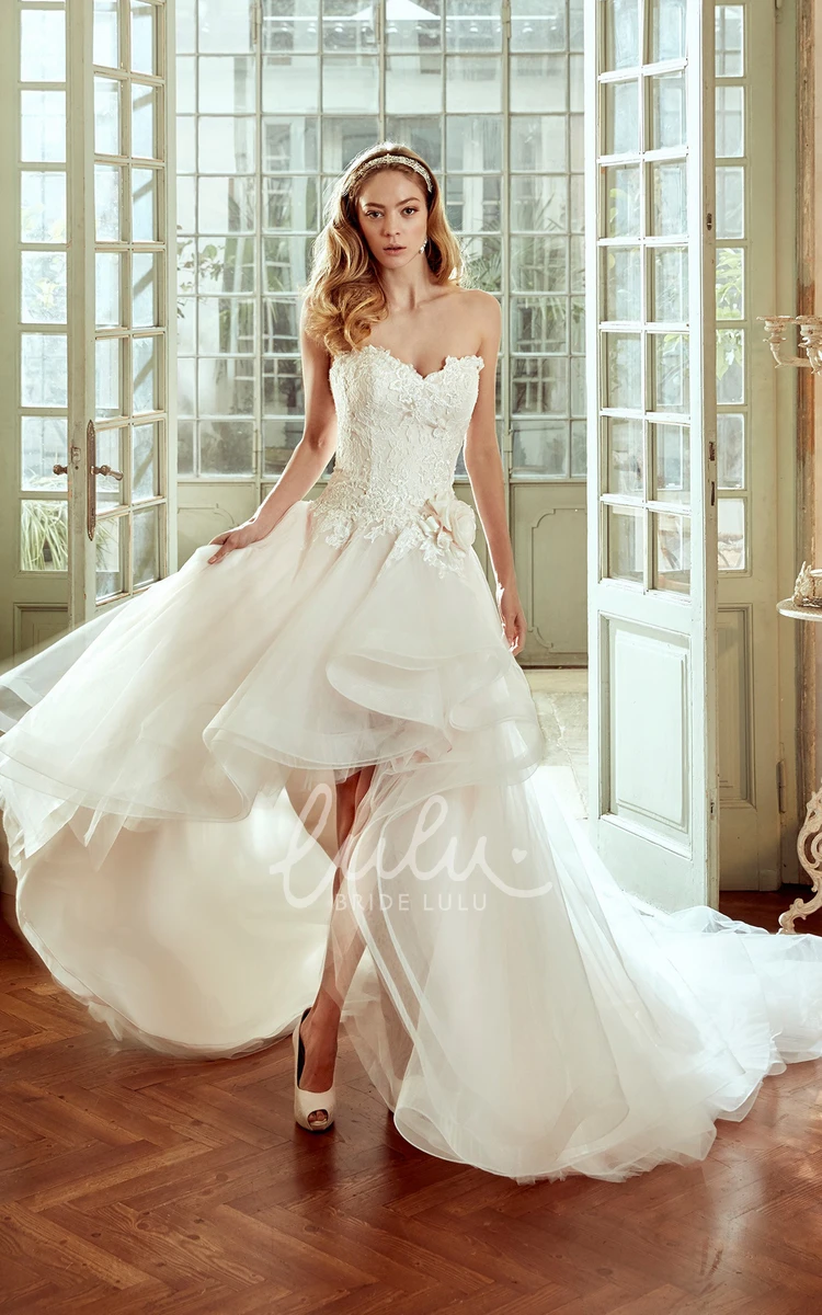 A-line Wedding Dress with Ruching Pleats and Side Floral Waist Sweetheart Modern