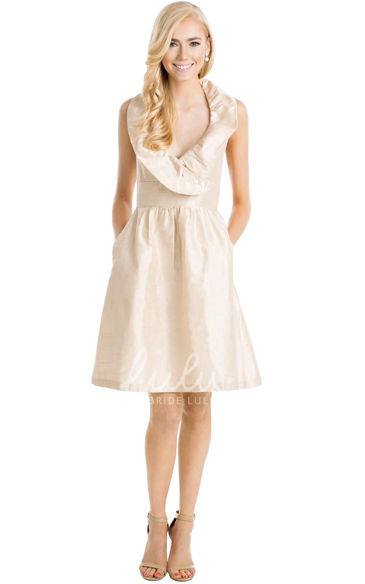 Cowl Neck Taffeta Multi-Color Bridesmaid Dress Sleeveless A-Line Style