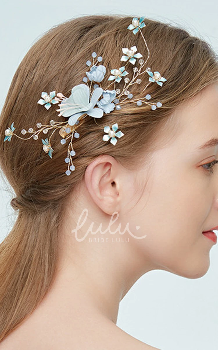 Korean Style Chic Beaded Bridal Headbands with Flowers