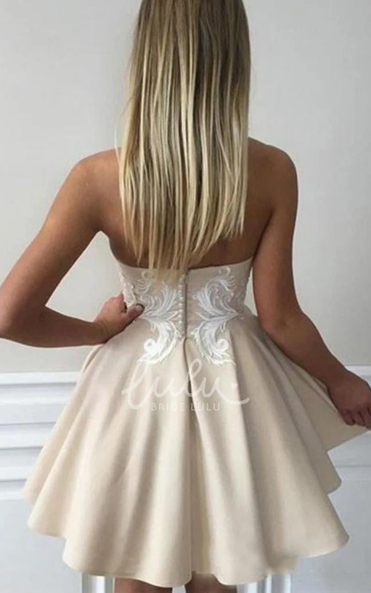 A-Line Satin Sweetheart Sleeveless Homecoming Dress with Appliques Adorable & Unique