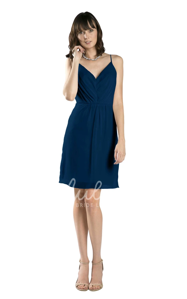 Spaghetti Sleeveless Chiffon Bridesmaid Dress in Muti-Color Pencil Style with Low-V Back