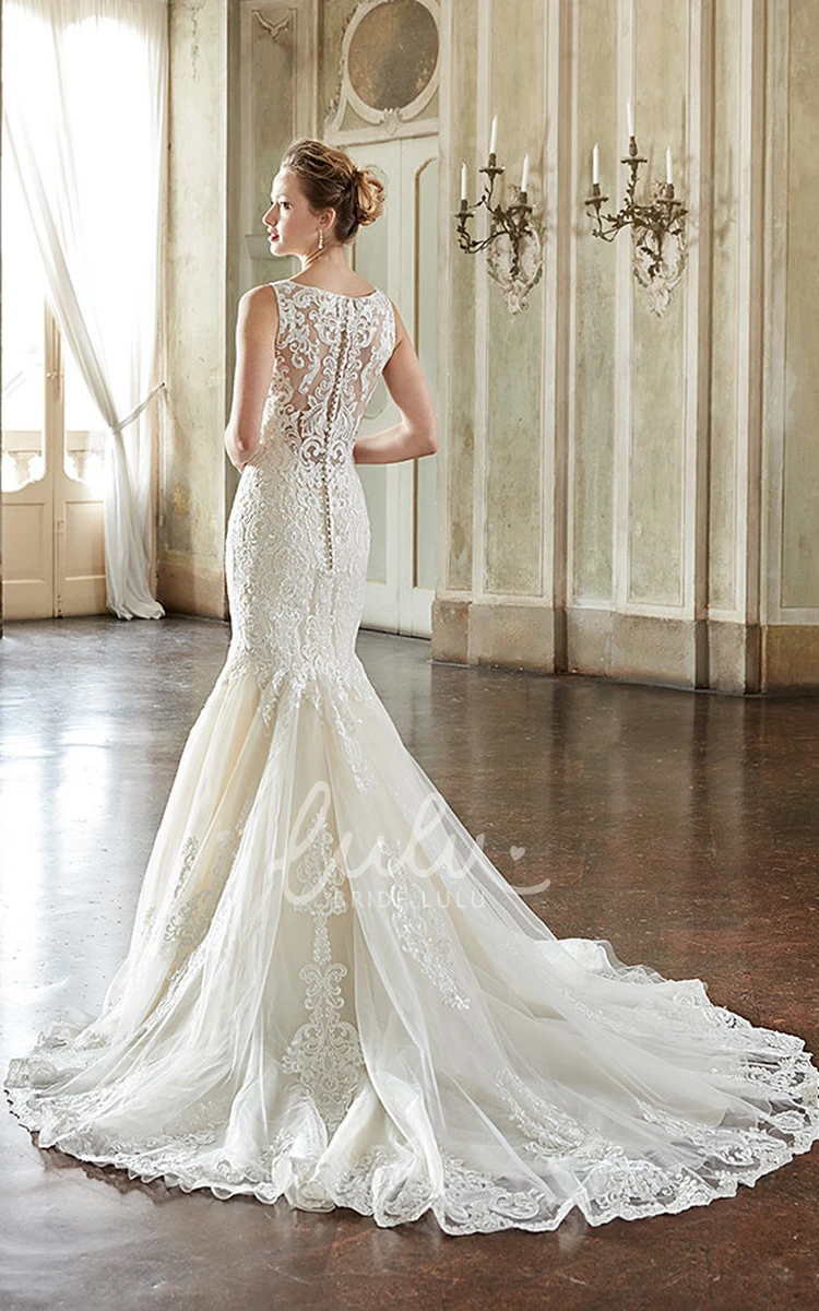 Sleeveless Lace Mermaid Wedding Dress with Appliques