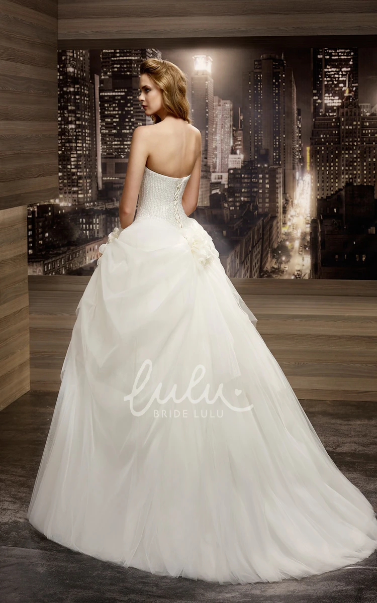 Lace-up Back Sweetheart A-line Wedding Dress with Side Ruching