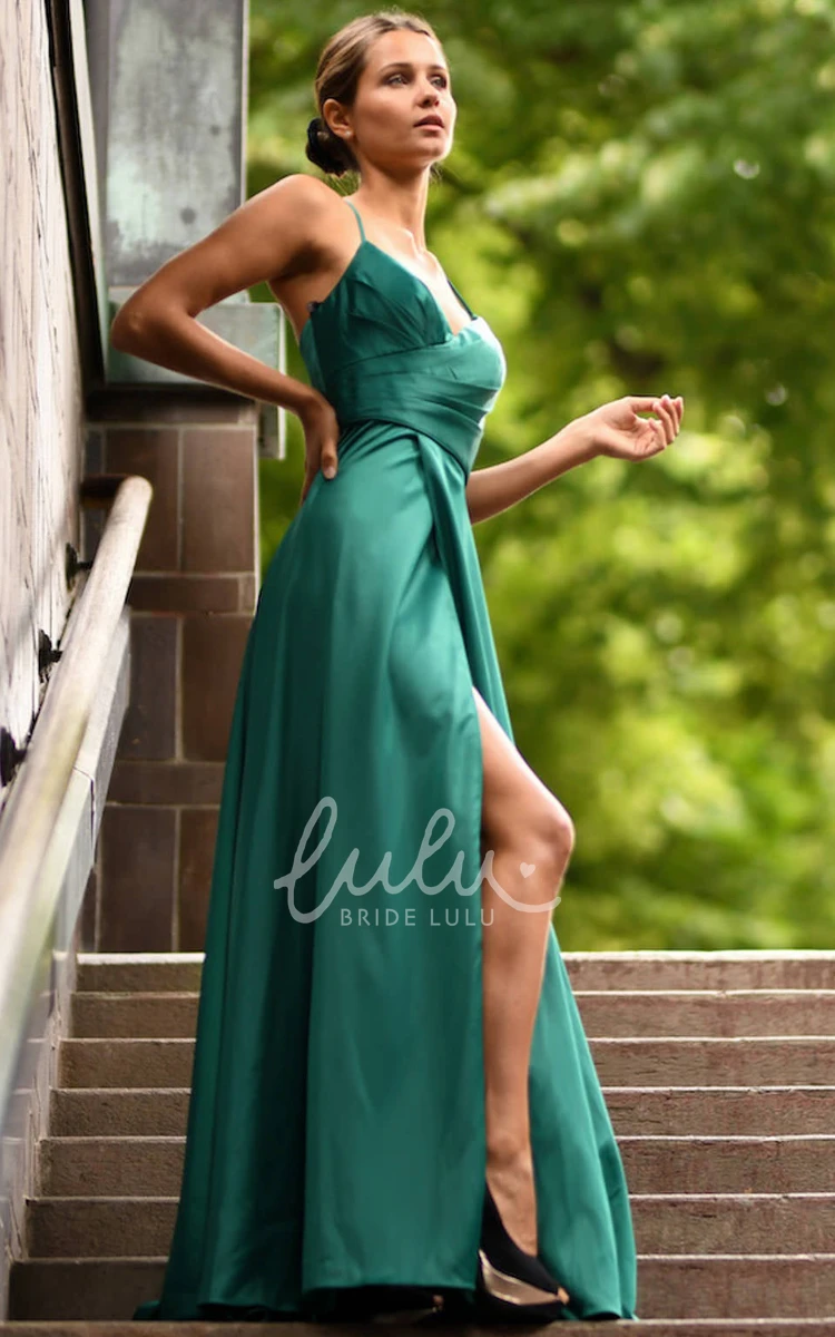 Satin Split Front A Line Prom Dress Modern & Sophisticated