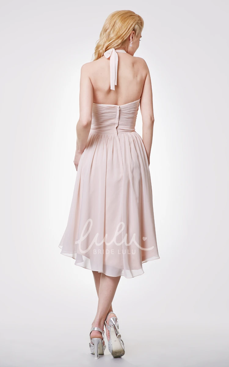 Halter High Low Bridesmaid Dress Simple Empire Sleeveless