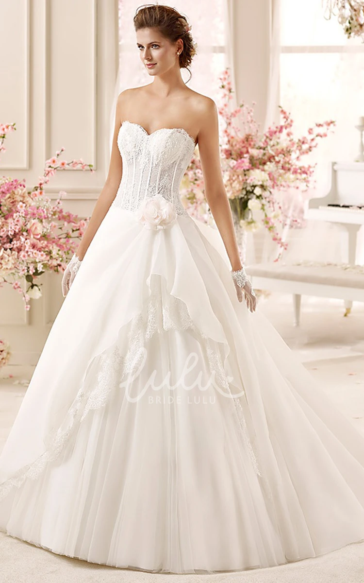 A-line Wedding Dress with Ruching and Lace Corset Sweetheart Style