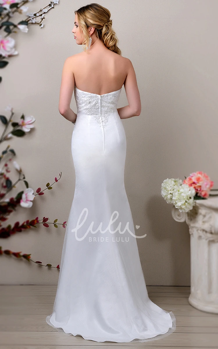 Trumpet Lace Wedding Dress Sweetheart Satin Bodice Tulle Overlay