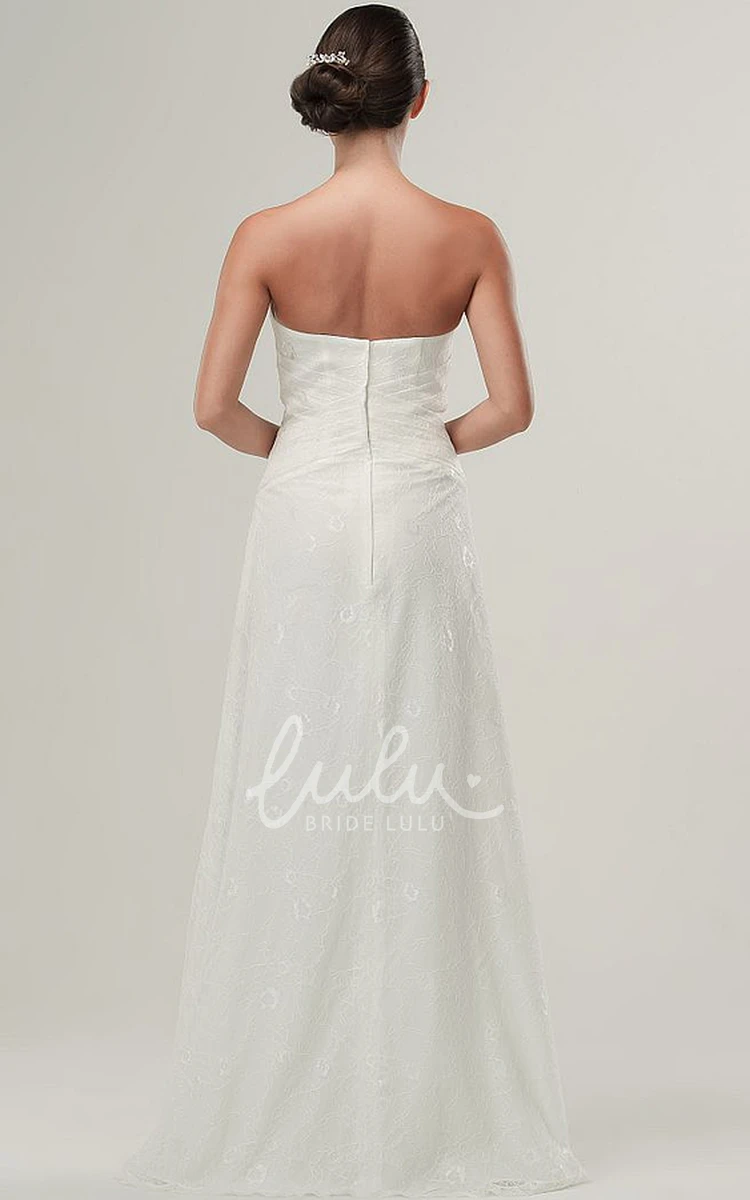 Lace Strapless Wedding Dress Sleeveless Floor-Length