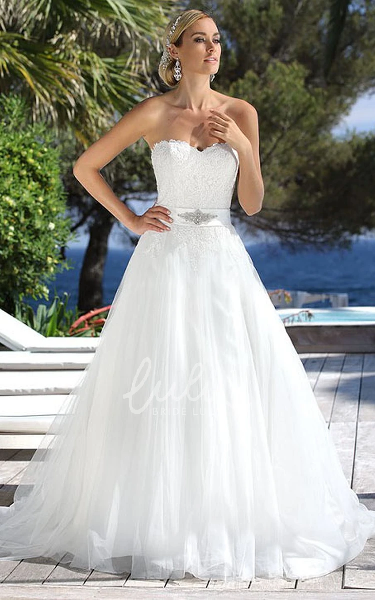 Jeweled Tulle Sweetheart Wedding Dress Long