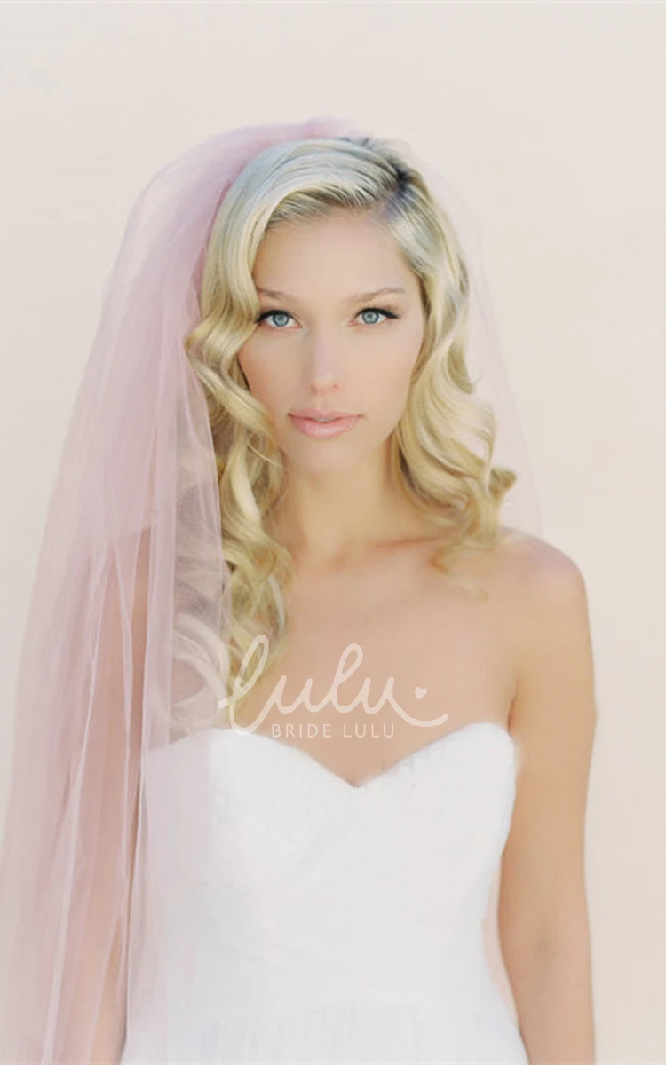 Soft Pink Trailing Tulle Veil for Wedding Dress